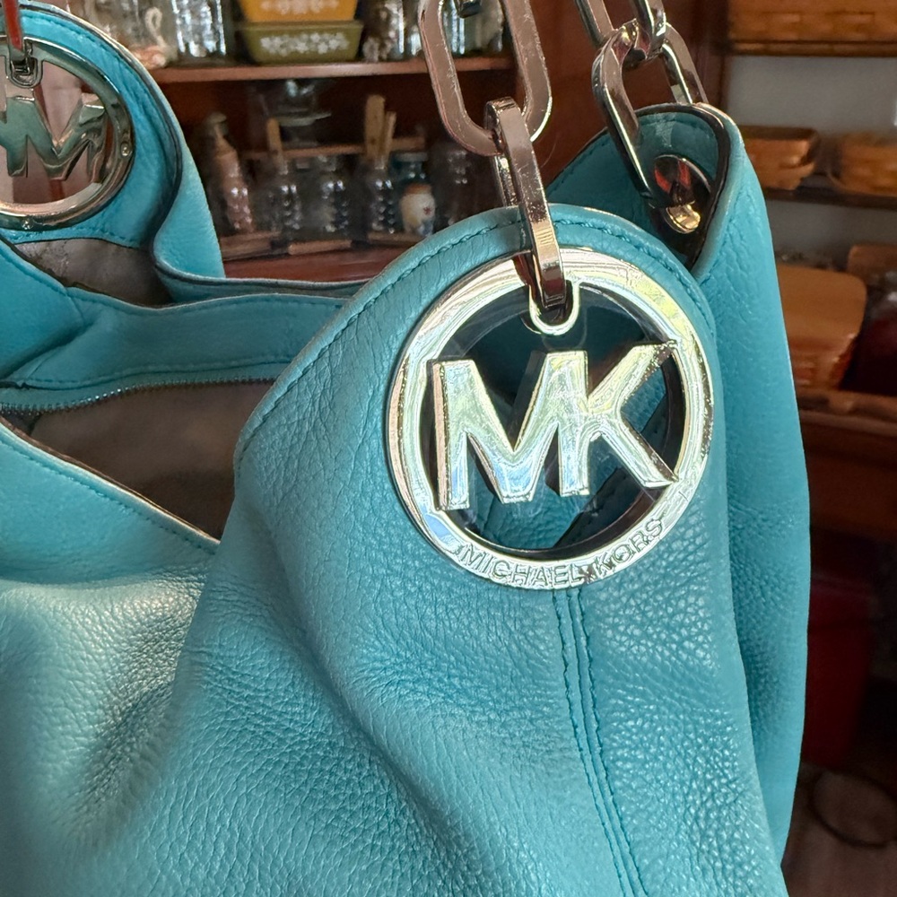 Michael Kors Aqua Leather Shoulder Bag